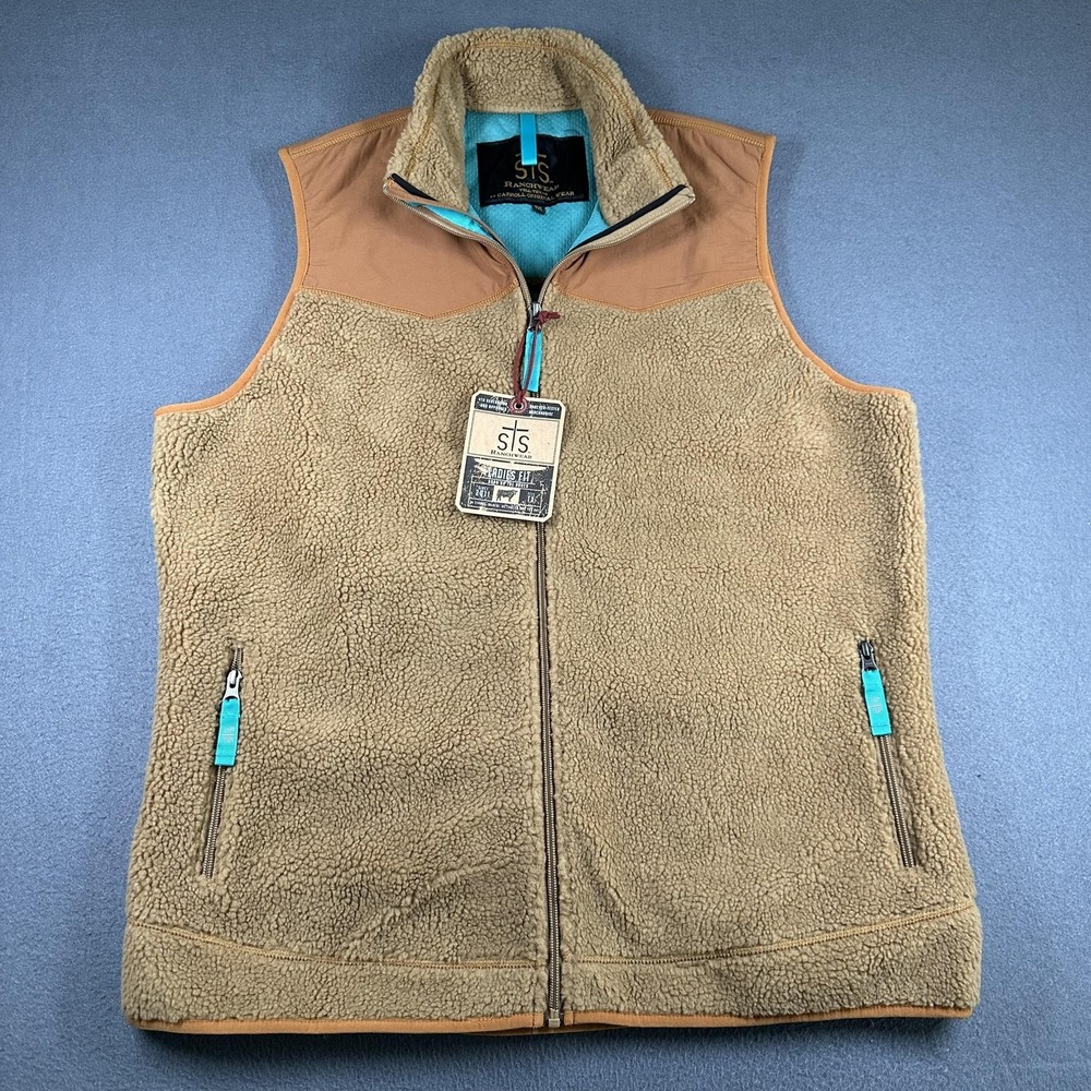 STS Ranchwear Calgary Vest Womens 2XL Tan Sherpa Fleece Full Zip Western NWT